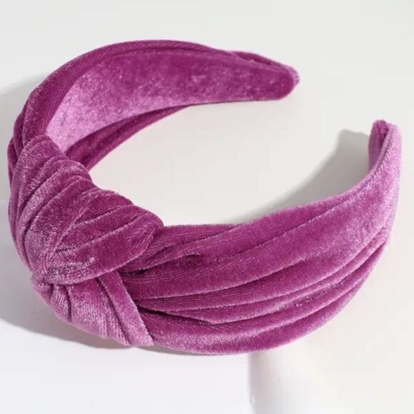 WIDE PURPLE VELVET TOP KNOT HEADBAND fall christmas - Picture 6 of 8